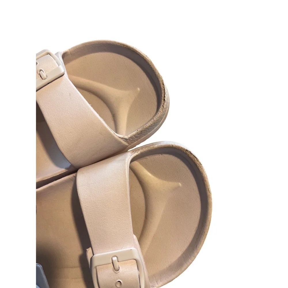 Shade & Shore Neida EVA Two Band Slide Sandals Cream Off White Womens 8